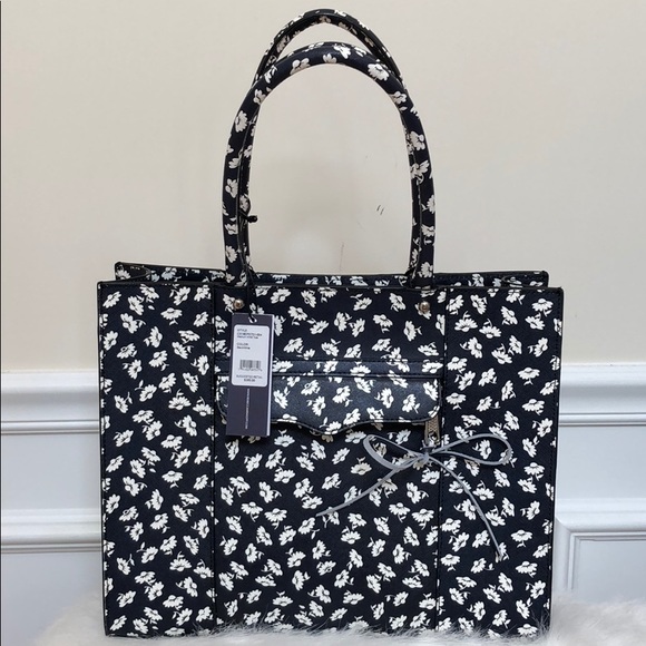 Rebecca Minkoff Handbags - Rebecca Minkoff Floral Black White Leather Tote